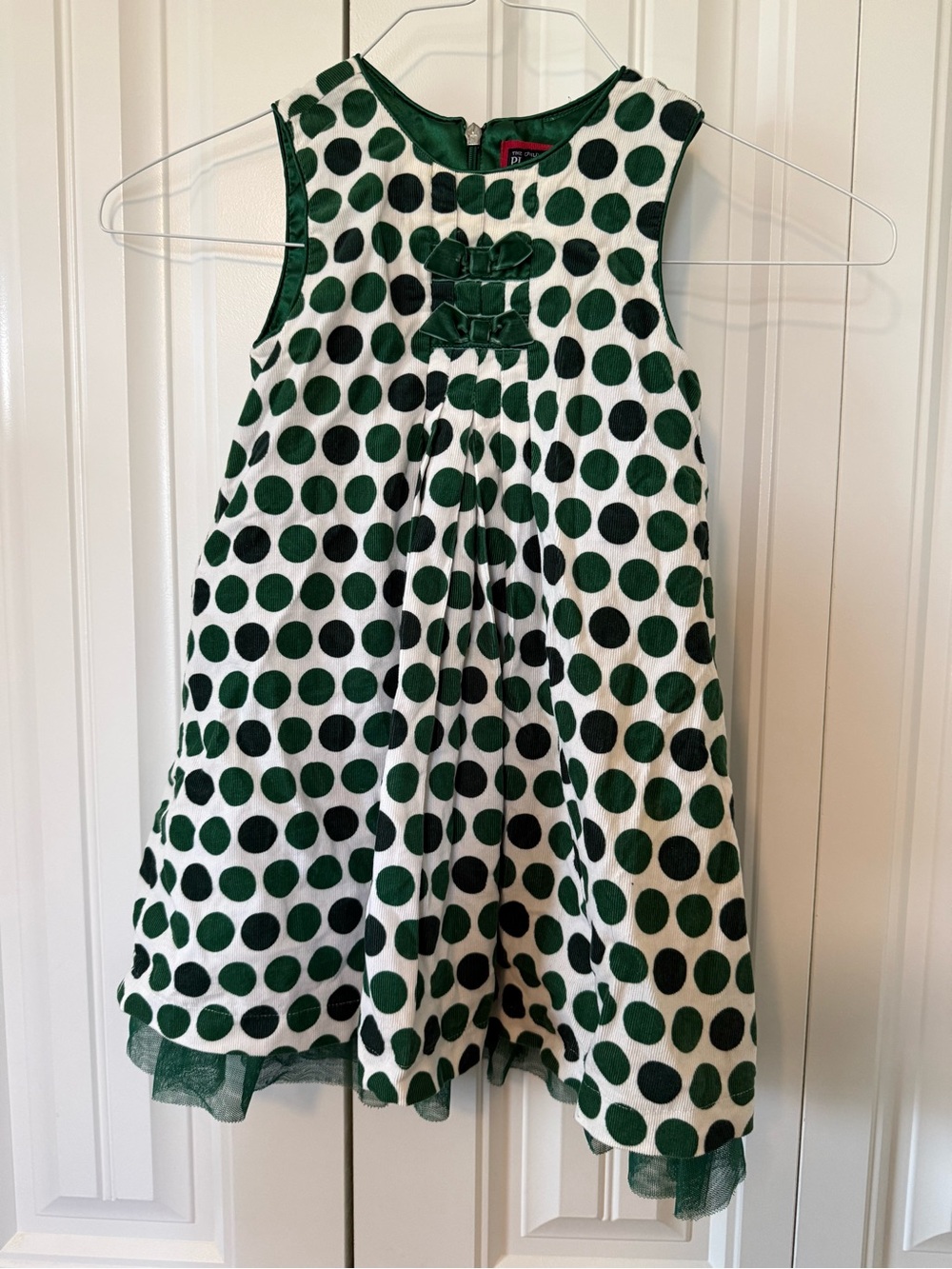 The Children's Place Green and White Polka Dot Sleeveless Dress